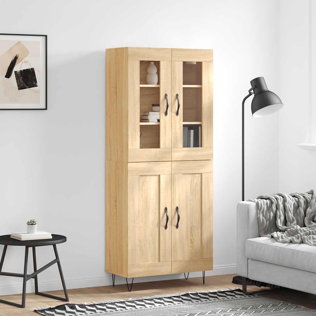 Hoge kast 69,5x34x180 cm bewerkt hout sonoma eikenkleurig is nu te koop bij PeponiXL, paradijselijk wonen!