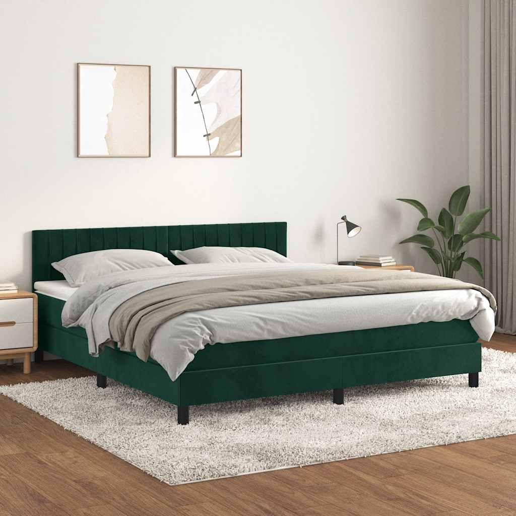 Boxspring met matras fluweel donkergroen 180x200 cm is nu te koop bij PeponiXL, paradijselijk wonen!