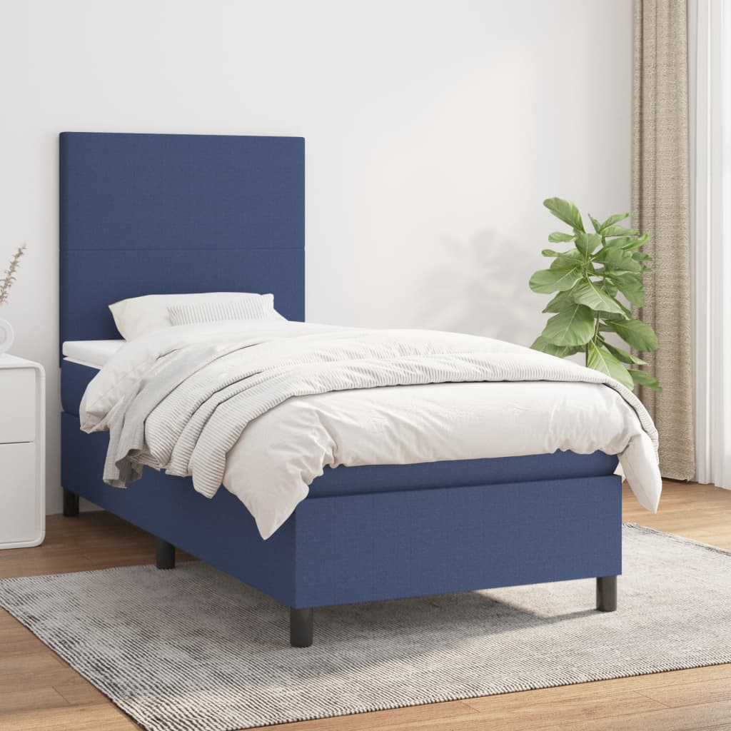 Boxspring met matras stof blauw 100x200 cm is nu te koop bij PeponiXL, paradijselijk wonen!