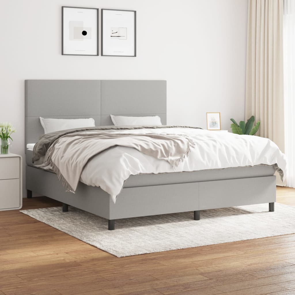 Boxspring met matras stof lichtgrijs 180x200 cm is nu te koop bij PeponiXL, paradijselijk wonen!