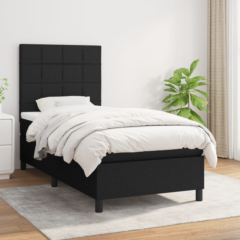 Boxspring met matras stof zwart 90x190 cm is nu te koop bij PeponiXL, paradijselijk wonen!