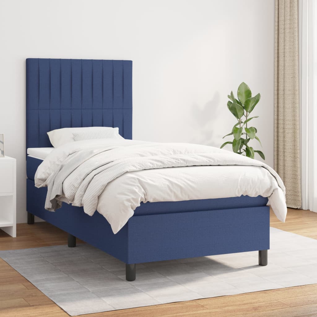 Boxspring met matras stof blauw 80x200 cm is nu te koop bij PeponiXL, paradijselijk wonen!