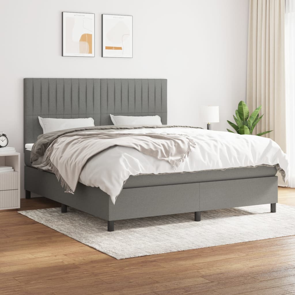 Boxspring met matras stof donkergrijs 160x200 cm is nu te koop bij PeponiXL, paradijselijk wonen!