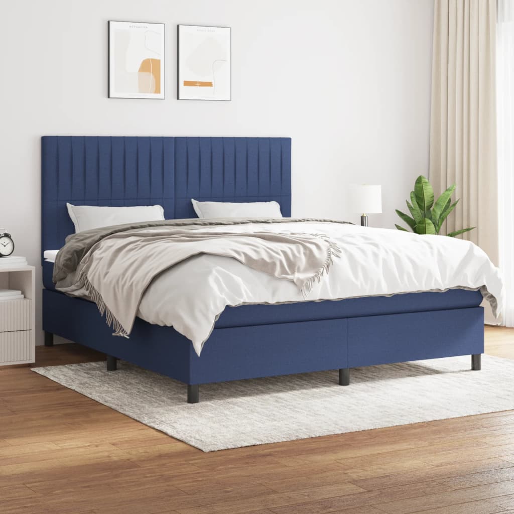 Boxspring met matras stof blauw 160x200 cm is nu te koop bij PeponiXL, paradijselijk wonen!