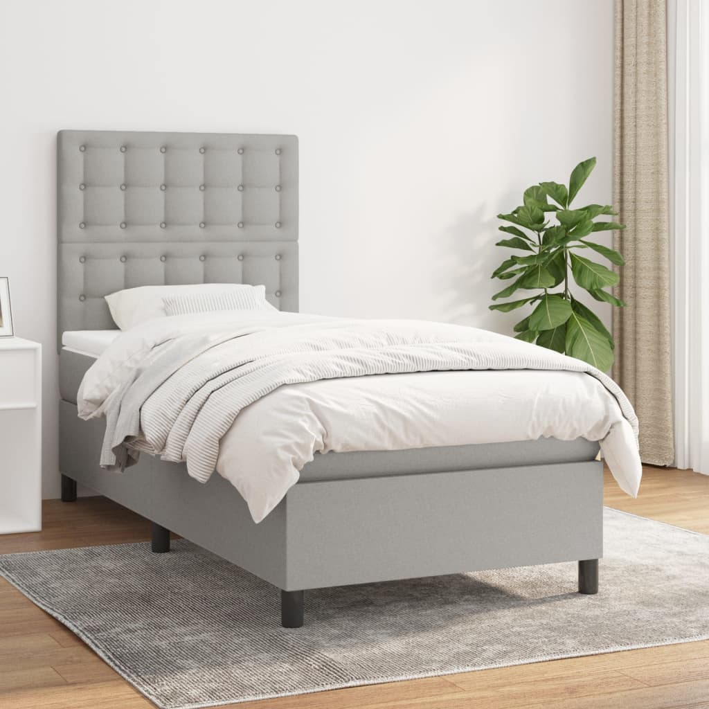 Boxspring met matras stof lichtgrijs 80x200 cm is nu te koop bij PeponiXL, paradijselijk wonen!