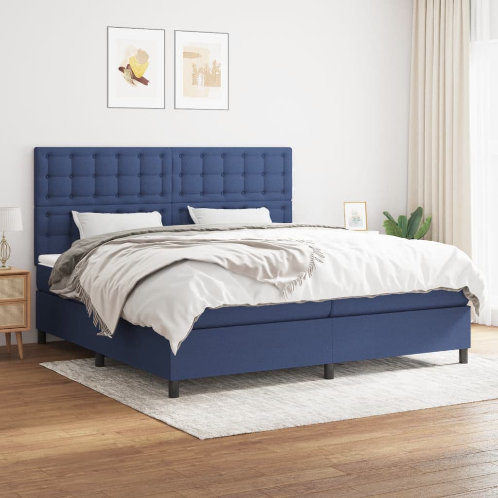 Boxspring met matras stof blauw 200x200 cm is nu te koop bij PeponiXL, paradijselijk wonen!