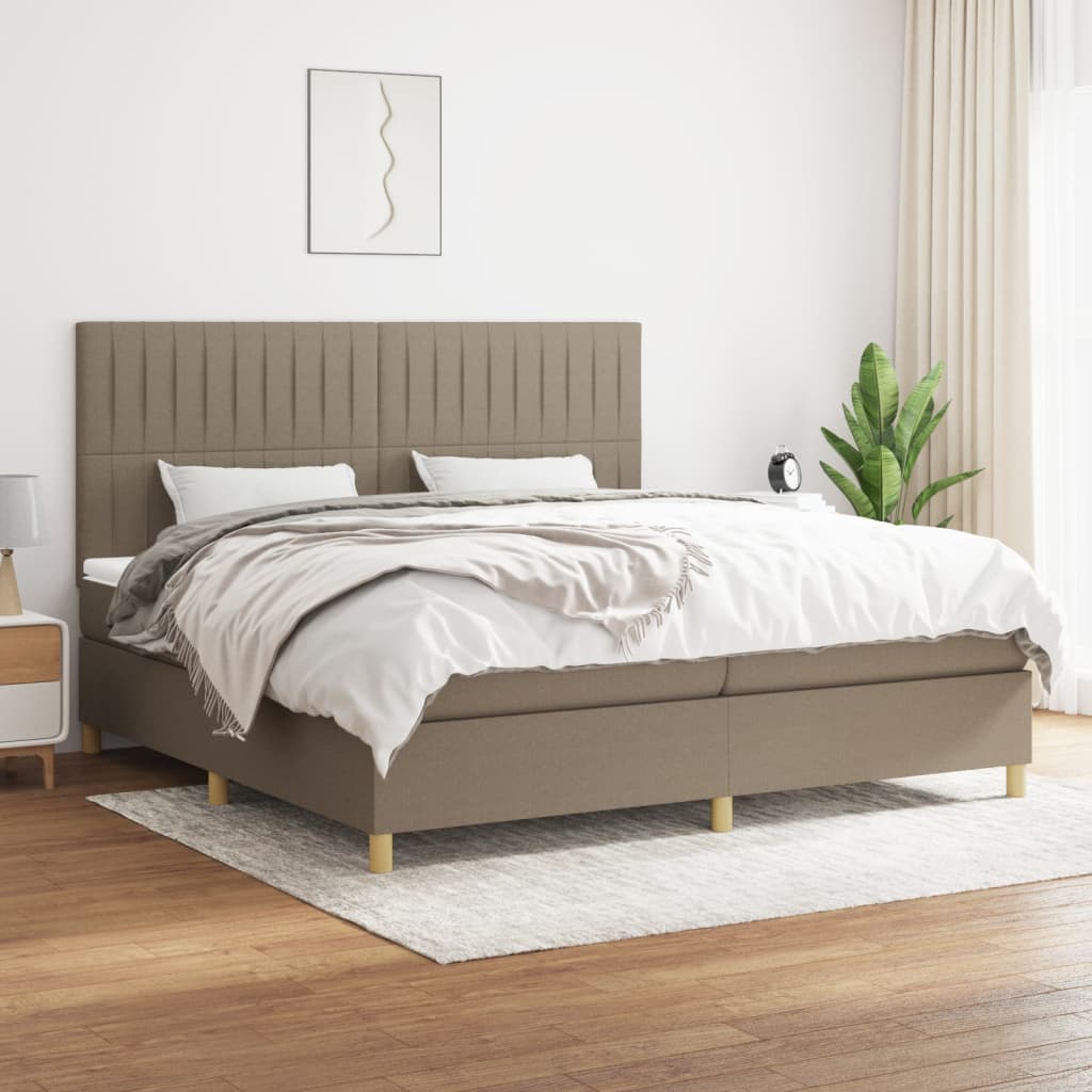 Boxspring met matras stof taupe 200x200 cm is nu te koop bij PeponiXL, paradijselijk wonen!
