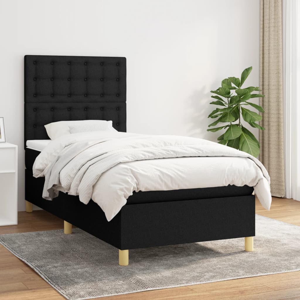 Boxspring met matras stof zwart 80x200 cm is nu te koop bij PeponiXL, paradijselijk wonen!
