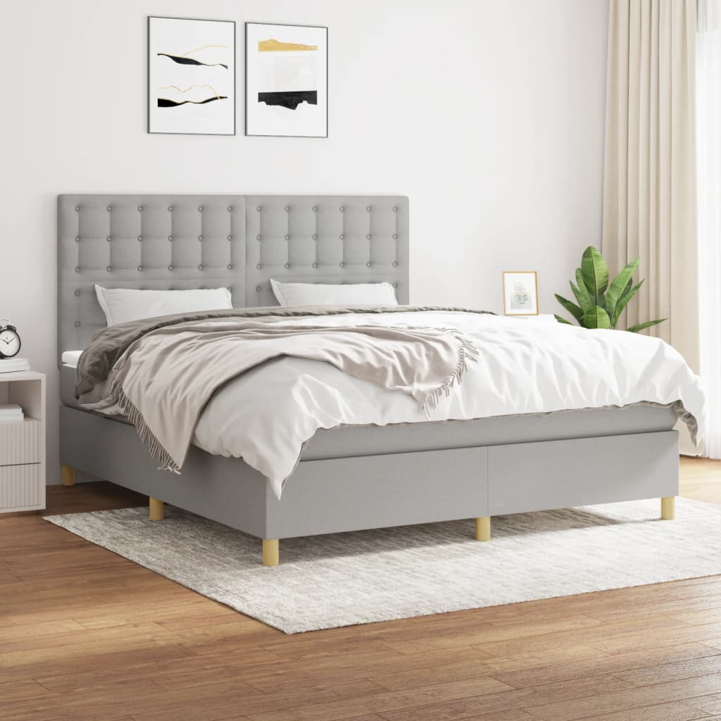 Boxspring met matras stof lichtgrijs 180x200 cm is nu te koop bij PeponiXL, paradijselijk wonen!