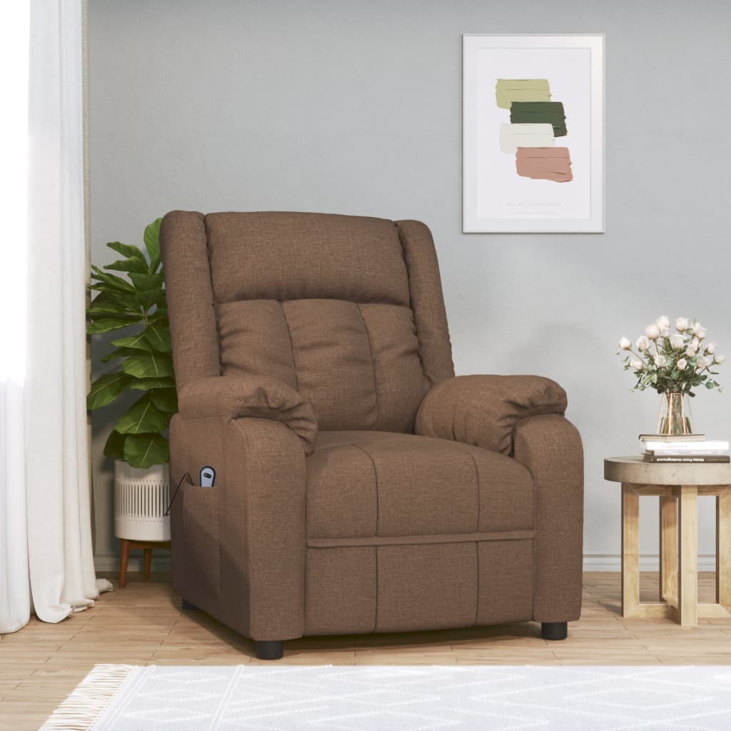 Fauteuil verstelbaar elektrisch stof bruin is nu te koop bij PeponiXL, paradijselijk wonen!