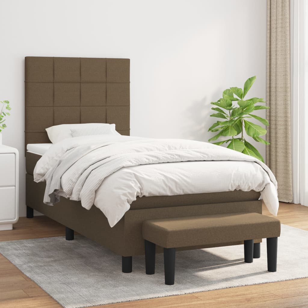 Boxspring met matras stof donkerbruin 100x200 cm is nu te koop bij PeponiXL, paradijselijk wonen!