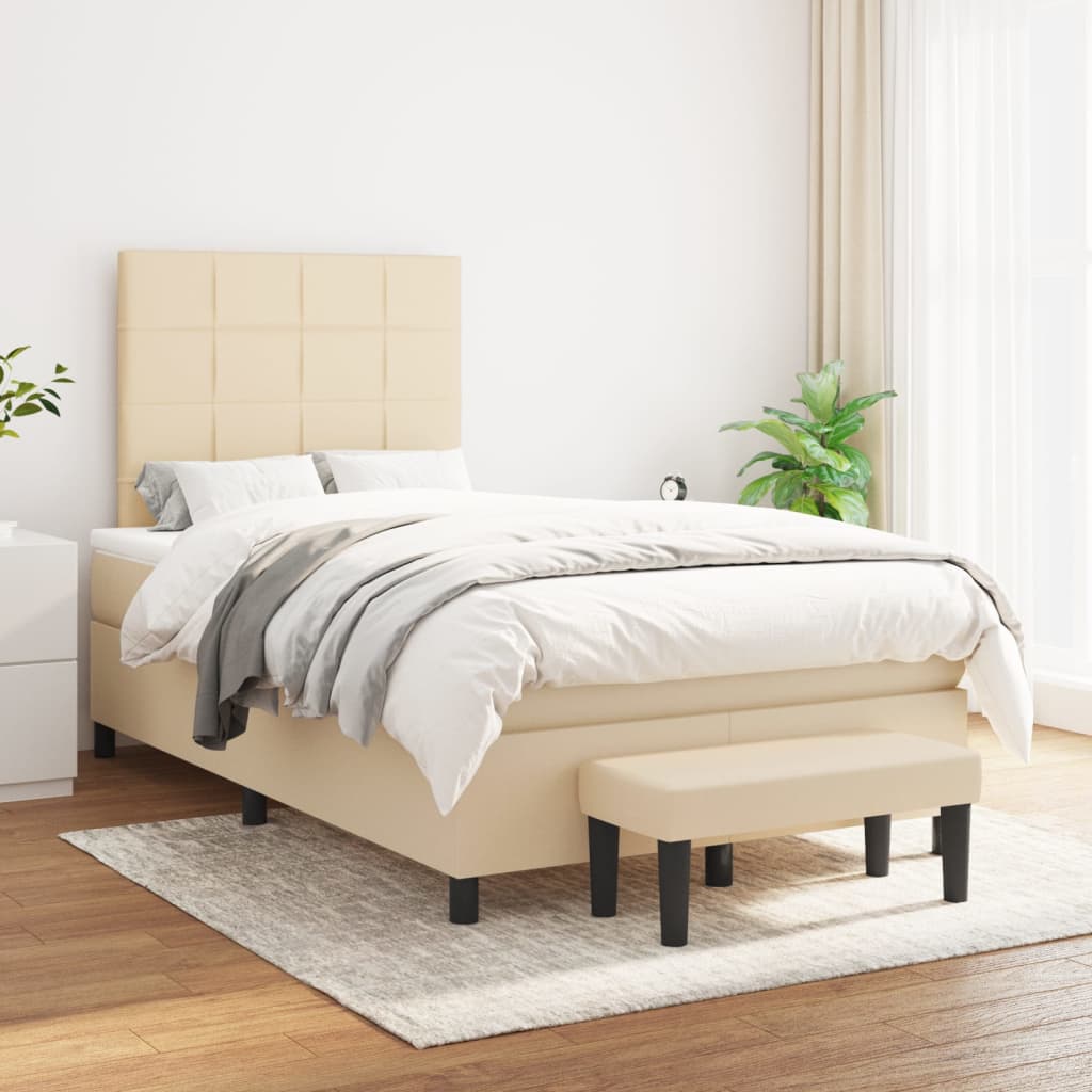 Boxspring met matras stof crèmekleurig 120x200 cm is nu te koop bij PeponiXL, paradijselijk wonen!