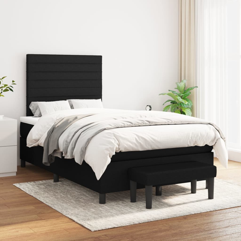 Boxspring met matras stof zwart 120x200 cm is nu te koop bij PeponiXL, paradijselijk wonen!