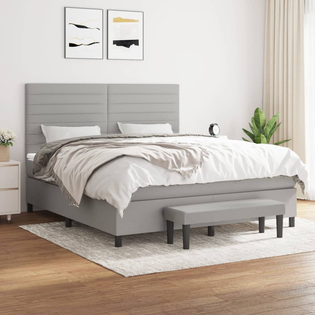 Boxspring met matras stof lichtgrijs 160x200 cm is nu te koop bij PeponiXL, paradijselijk wonen!