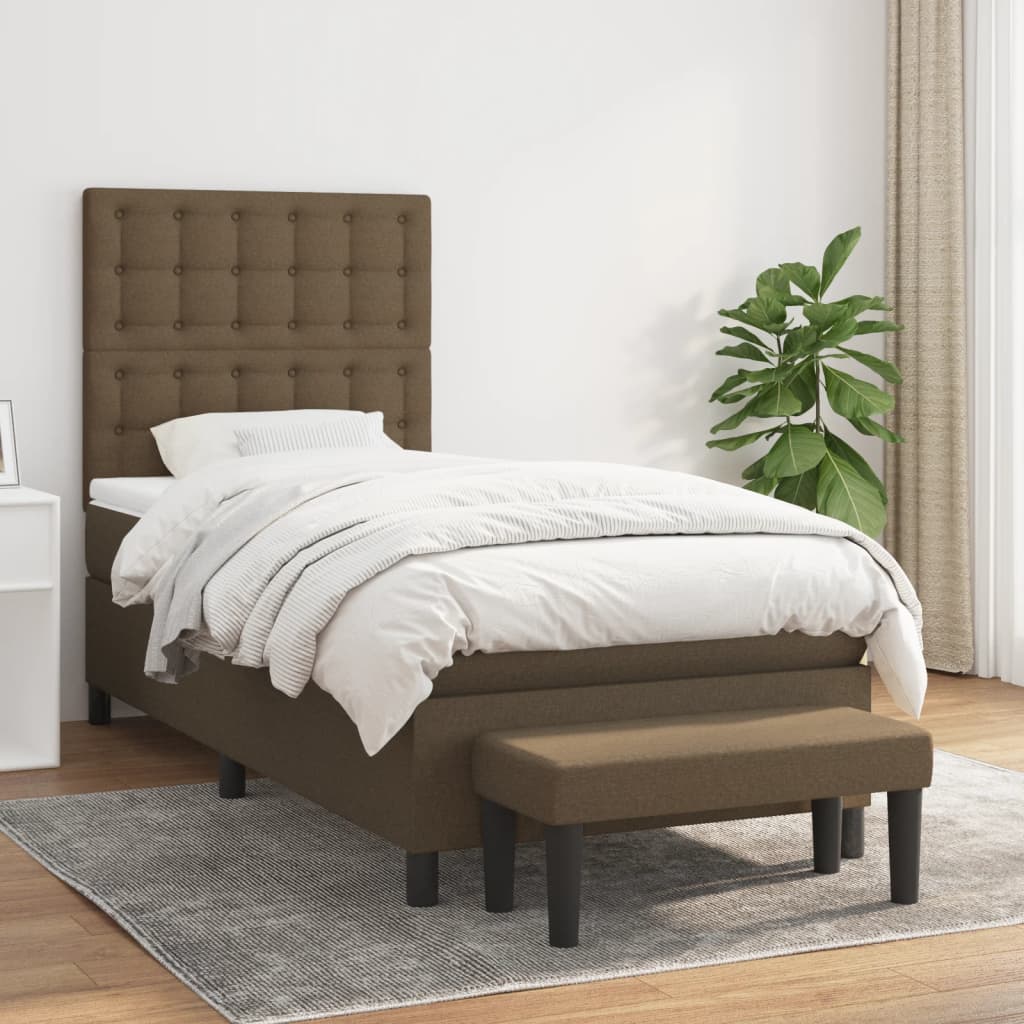 Boxspring met matras stof donkerbruin 100x200 cm is nu te koop bij PeponiXL, paradijselijk wonen!