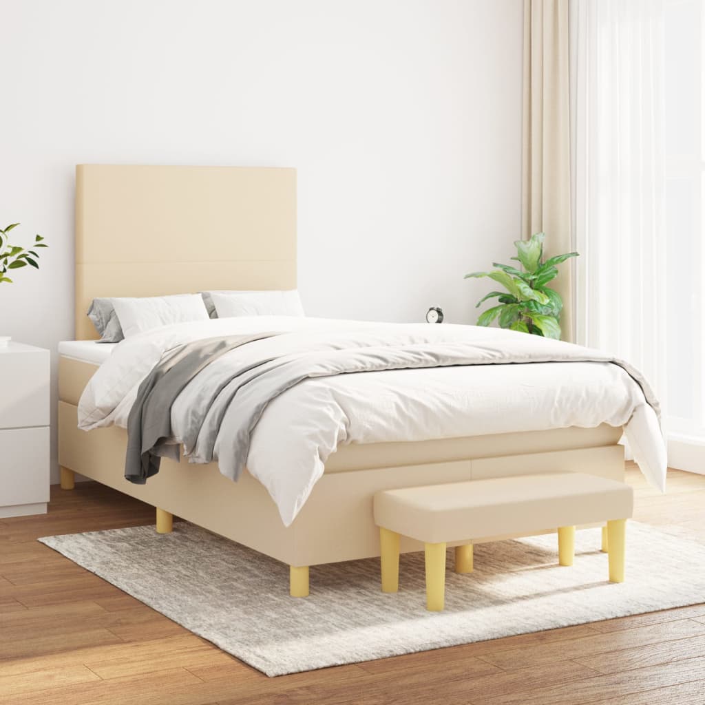Boxspring met matras stof crèmekleurig 120x200 cm is nu te koop bij PeponiXL, paradijselijk wonen!