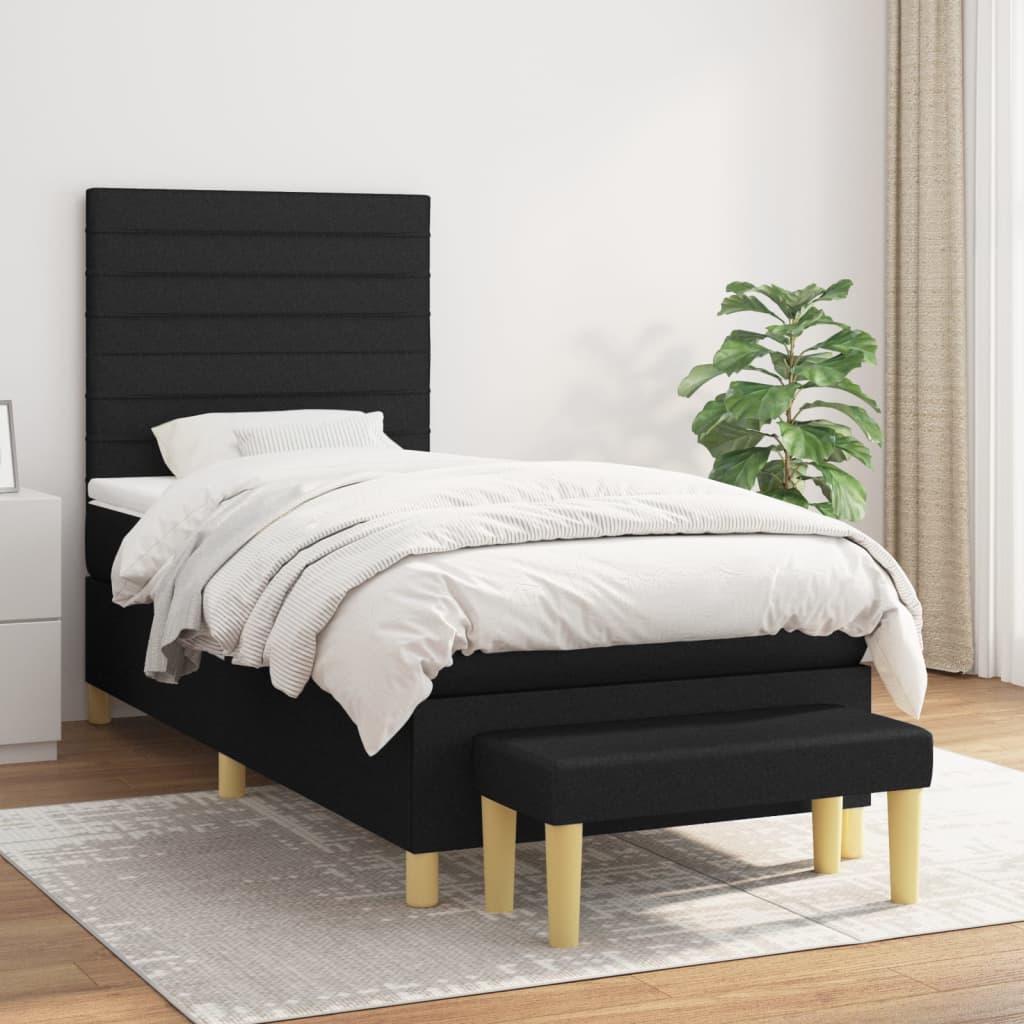Boxspring met matras stof zwart 90x200 cm is nu te koop bij PeponiXL, paradijselijk wonen!