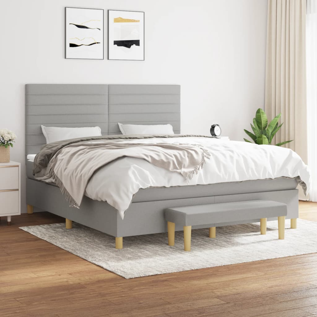 Boxspring met matras stof lichtgrijs 160x200 cm is nu te koop bij PeponiXL, paradijselijk wonen!