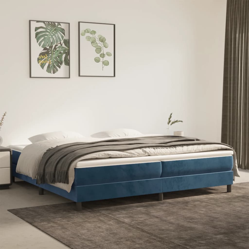 Boxspring met matras fluweel donkerblauw 200x200 cm is nu te koop bij PeponiXL, paradijselijk wonen!