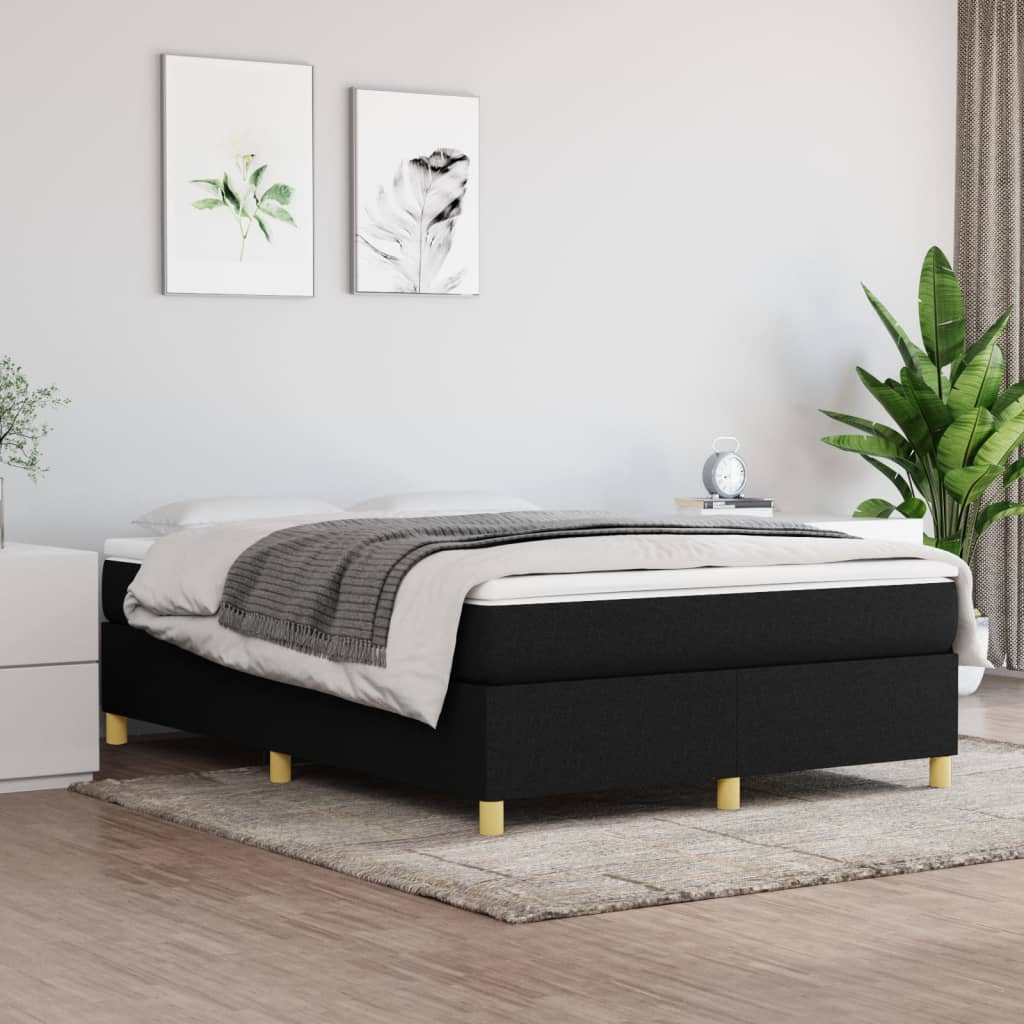 Boxspring met matras stof zwart 140x190 cm is nu te koop bij PeponiXL, paradijselijk wonen!