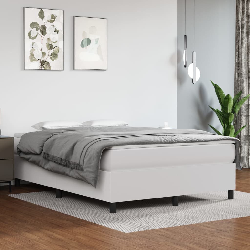 Boxspring met matras kunstleer wit 140x200 cm is nu te koop bij PeponiXL, paradijselijk wonen!