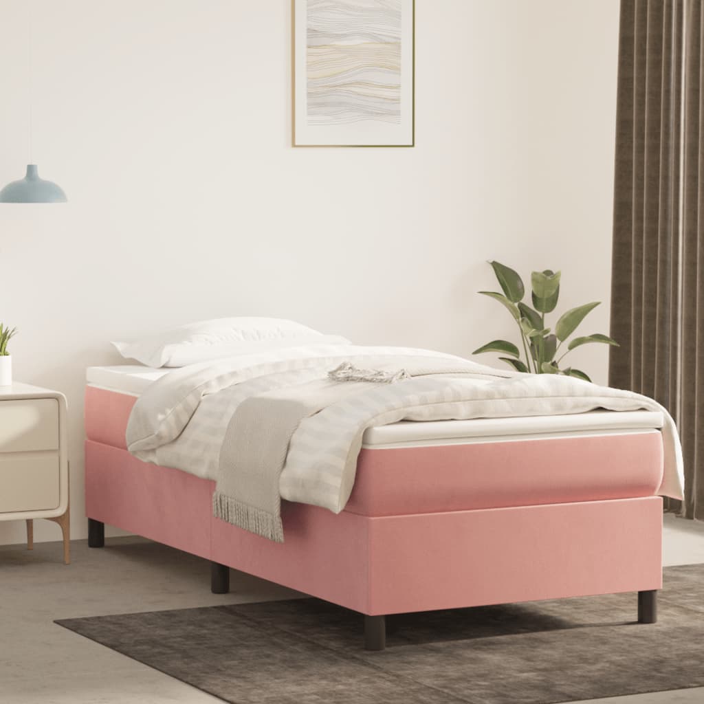 Boxspring met matras fluweel roze 80x200 cm is nu te koop bij PeponiXL, paradijselijk wonen!