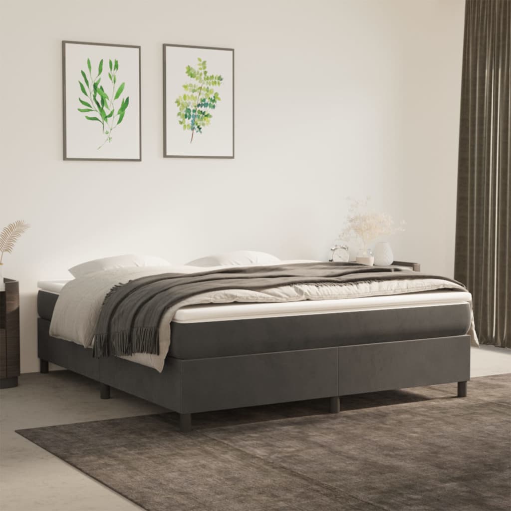 Boxspring met matras fluweel donkergrijs 160x200 cm is nu te koop bij PeponiXL, paradijselijk wonen!