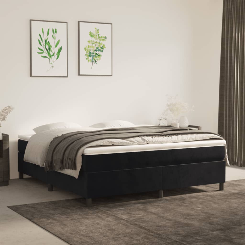Boxspring met matras fluweel zwart 180x200 cm is nu te koop bij PeponiXL, paradijselijk wonen!