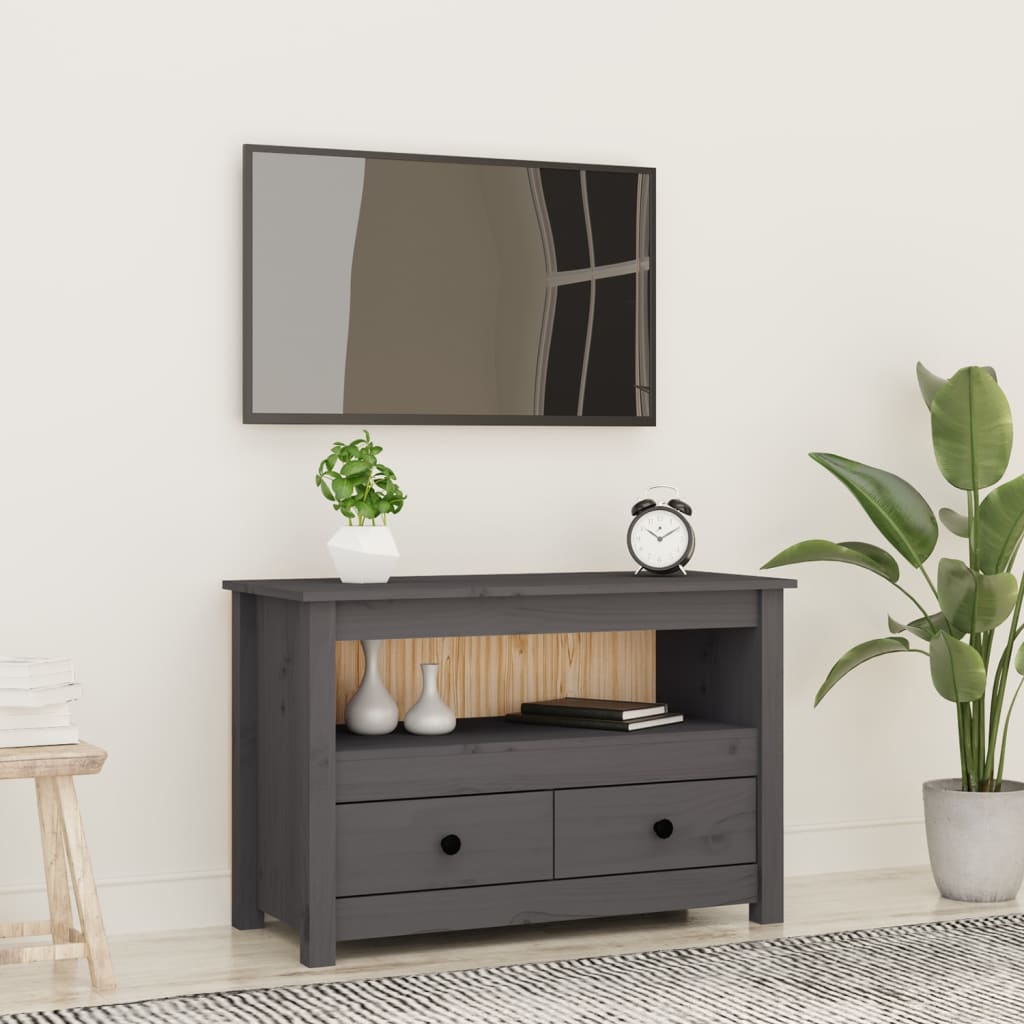 Tv-meubel 79x35x52 cm massief grenenhout grijs is nu te koop bij PeponiXL, paradijselijk wonen!