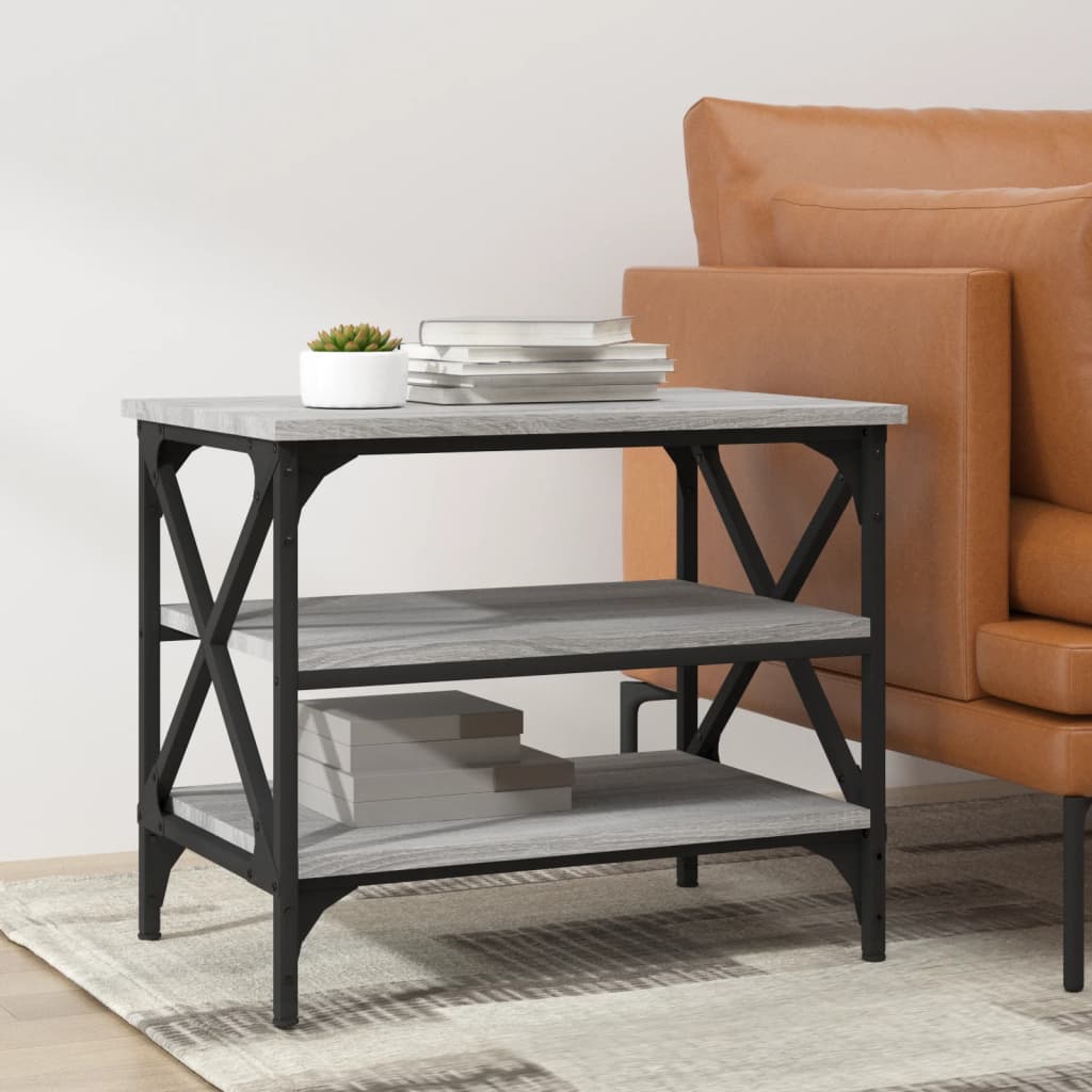 Bijzettafel 55x38x45 cm bewerkt hout grijs sonoma eikenkleurig is nu te koop bij PeponiXL, paradijselijk wonen!