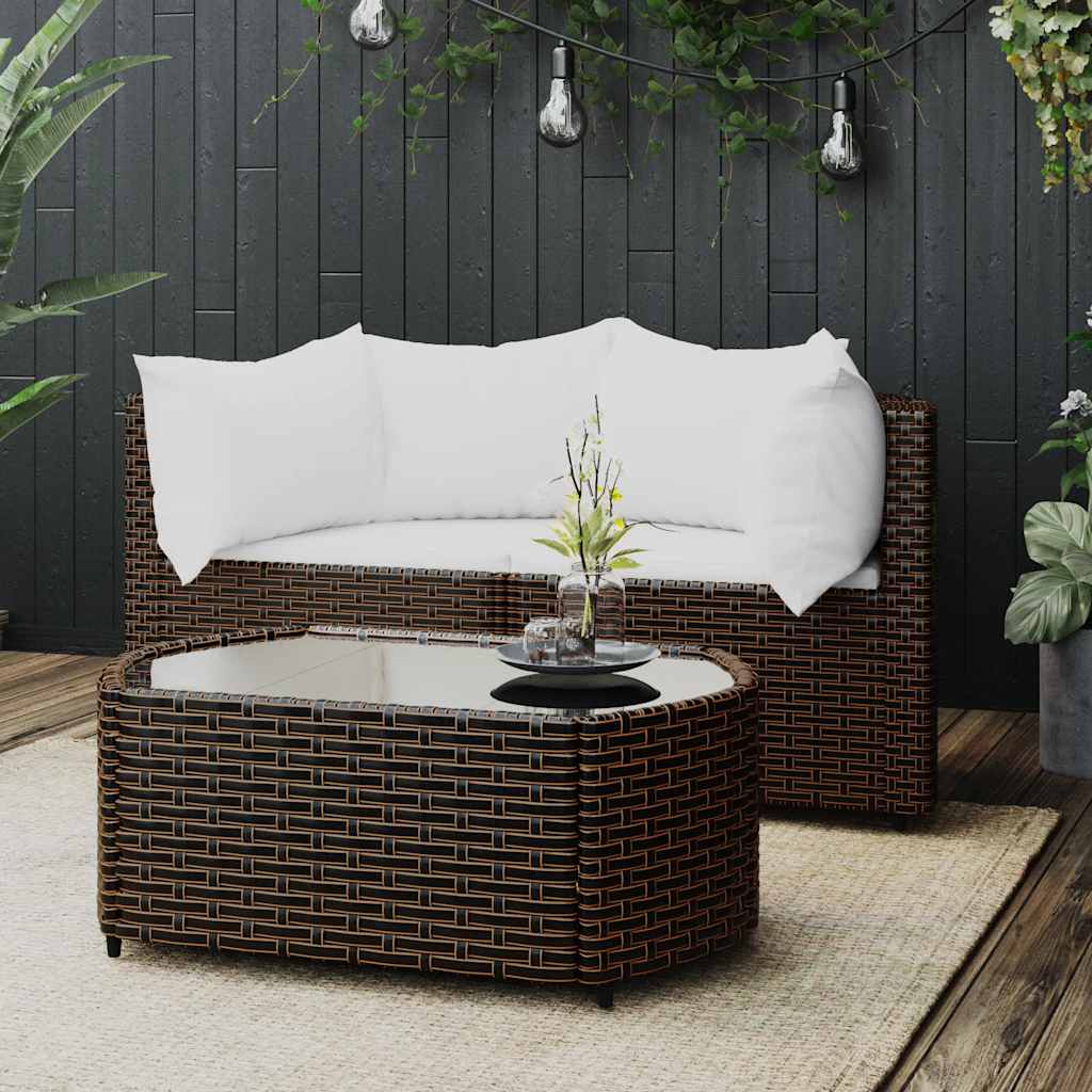3-delige Loungeset met kussens poly rattan bruin is nu te koop bij PeponiXL, paradijselijk wonen!