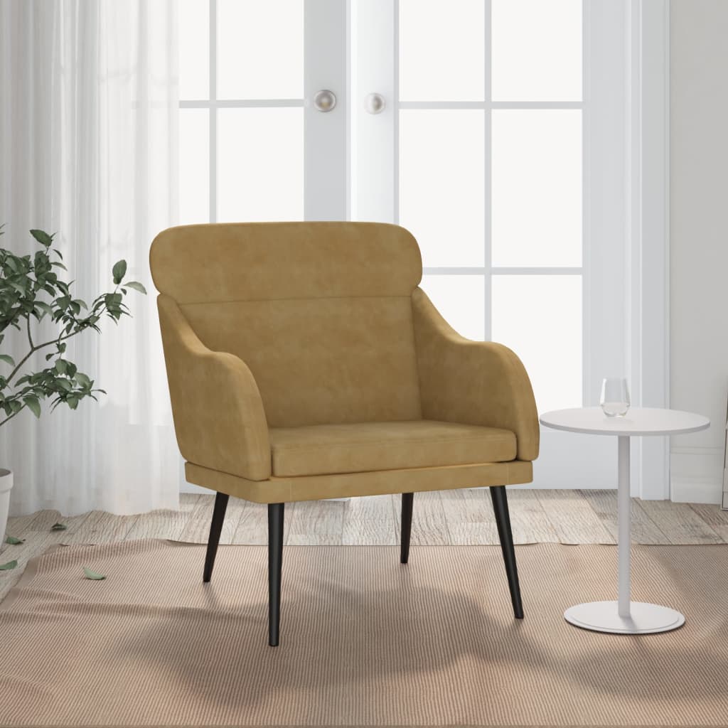 Fauteuil 63x76x80 cm fluweel bruin is nu te koop bij PeponiXL, paradijselijk wonen!