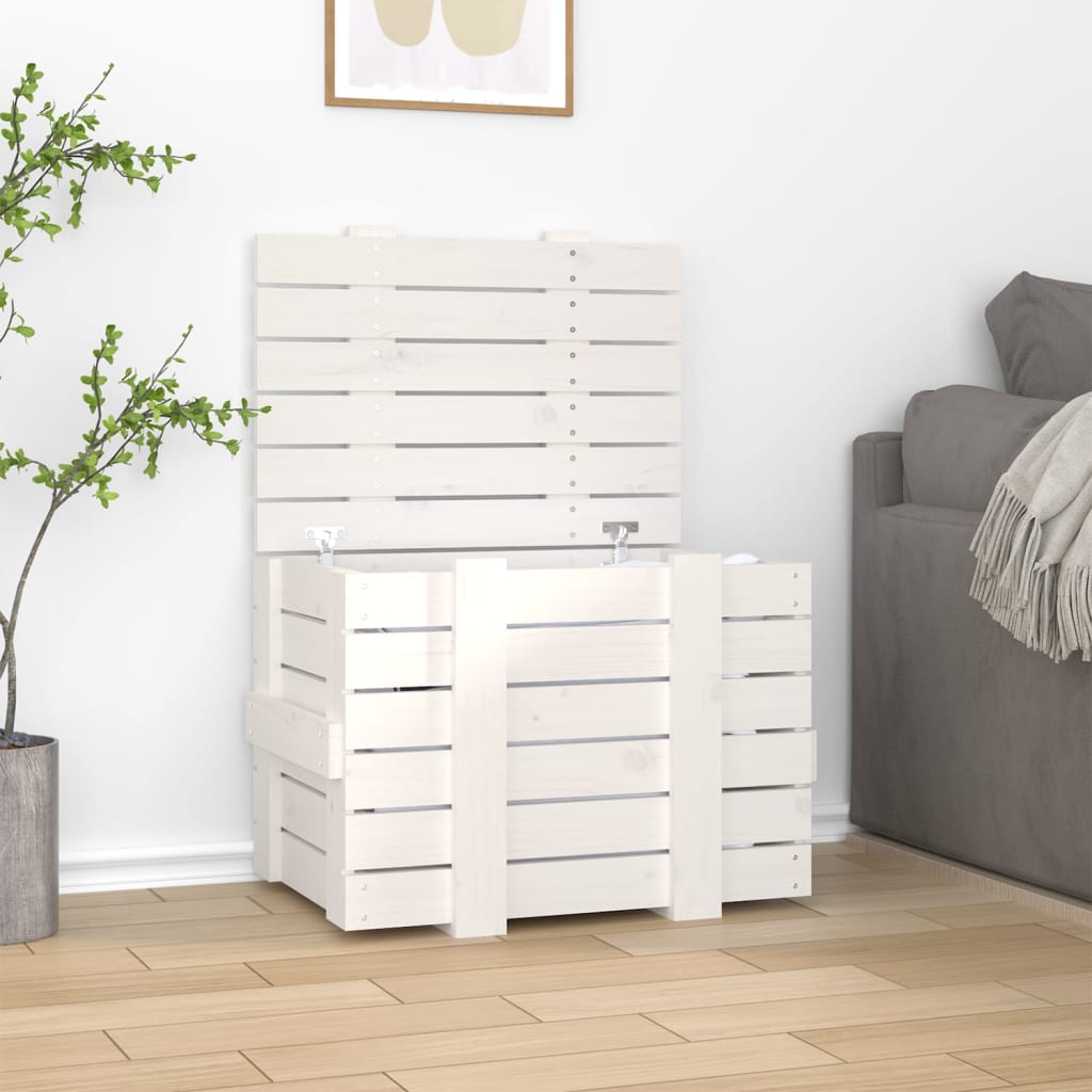 Opbergbox 58x40,5x42 cm massief grenenhout wit is nu te koop bij PeponiXL, paradijselijk wonen!