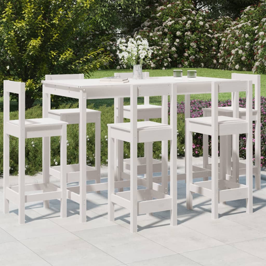 7-delige Barset massief grenenhout wit is nu te koop bij PeponiXL, paradijselijk wonen!