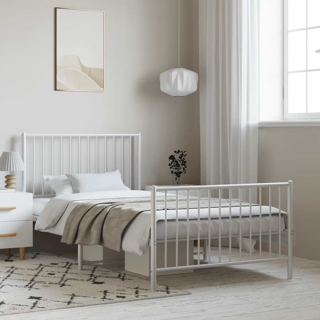 Bedframe met hoofd- en voeteneinde metaal wit 100x200 cm is nu te koop bij PeponiXL, paradijselijk wonen!