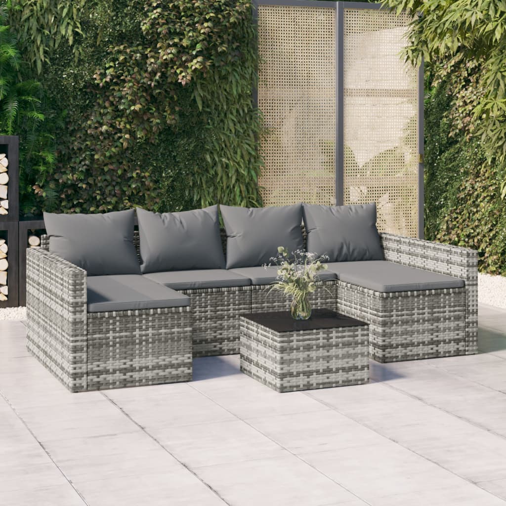 2-delige Loungeset met kussens poly rattan grijs is nu te koop bij PeponiXL, paradijselijk wonen!
