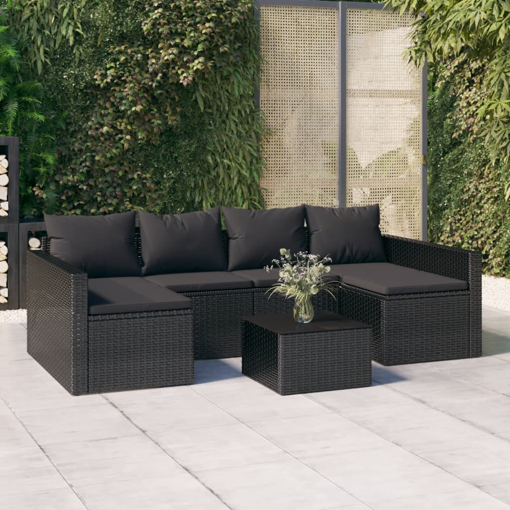2-delige Loungeset met kussens poly rattan zwart is nu te koop bij PeponiXL, paradijselijk wonen!