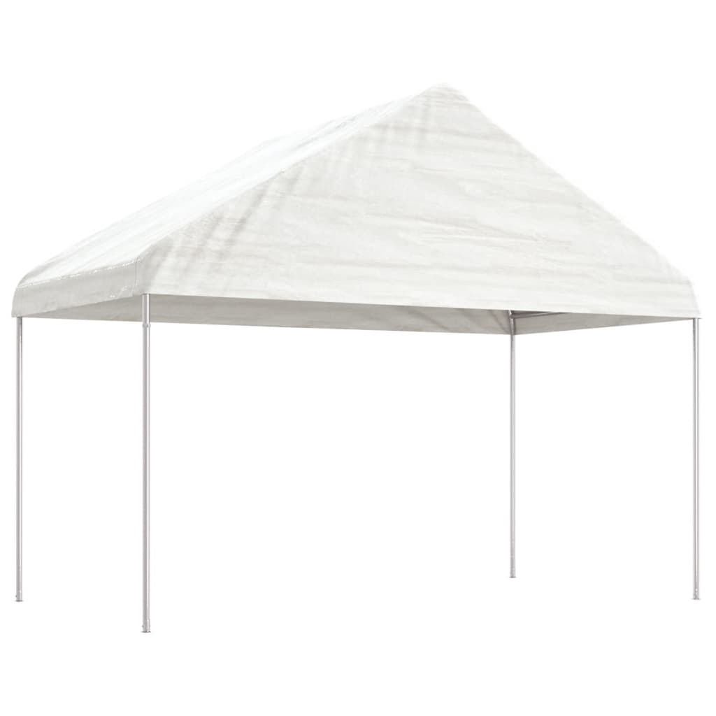Prieel met dak 4,08x2,23x3,22 m polyetheen wit is nu te koop bij PeponiXL, paradijselijk wonen!