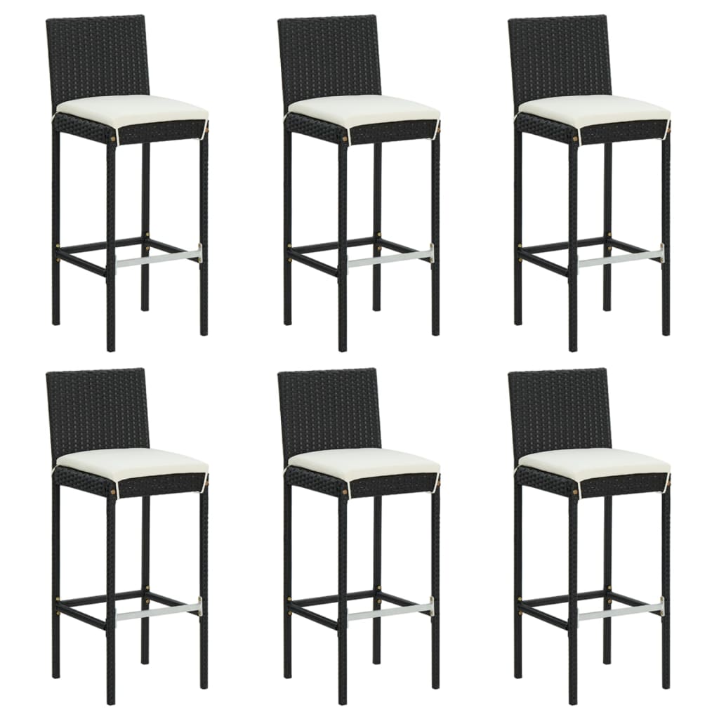 Barkrukken 6 st met kussens poly rattan zwart is nu te koop bij PeponiXL, paradijselijk wonen!