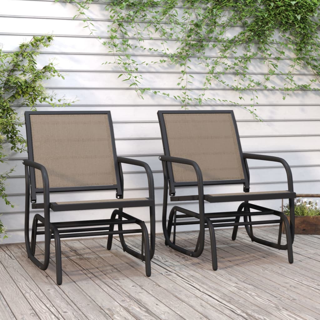 Schuifstoelen voor tuin 2 st 61x76x87 cm textileen staal bruin is nu te koop bij PeponiXL, paradijselijk wonen!