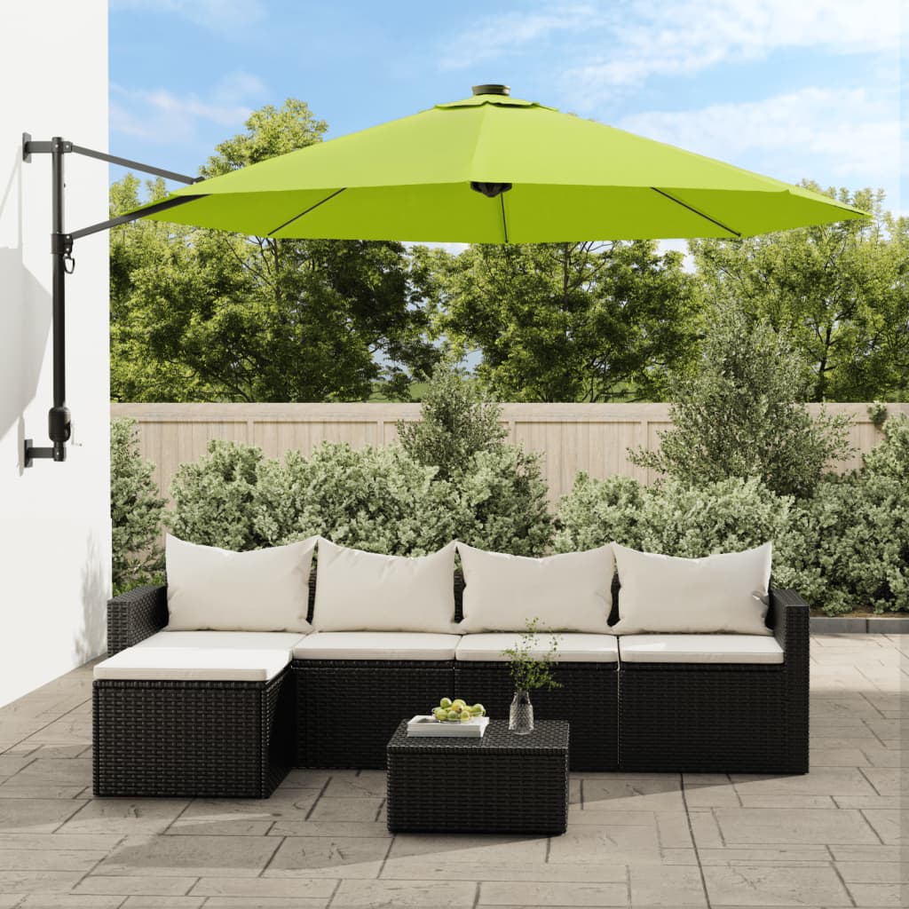 Wandparasol met LEDs 290 cm appelgroen is nu te koop bij PeponiXL, paradijselijk wonen!