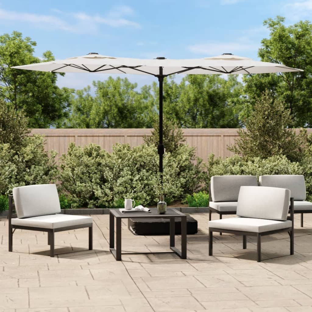 Parasol dubbel dak 316x145 cm zandwit is nu te koop bij PeponiXL, paradijselijk wonen!