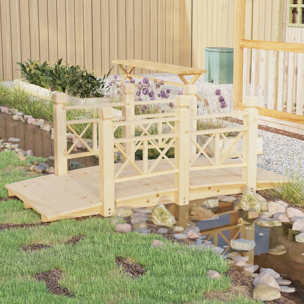 Tuinbrug met leuningen 150x67x56 cm massief vurenhout is nu te koop bij PeponiXL, paradijselijk wonen!