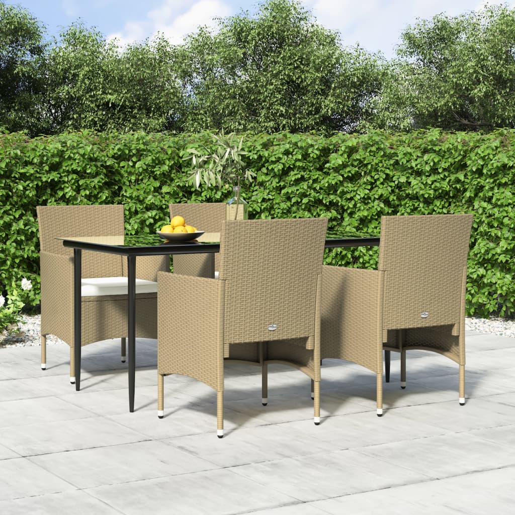 5-delige Tuinset met kussens beige en zwart is nu te koop bij PeponiXL, paradijselijk wonen!