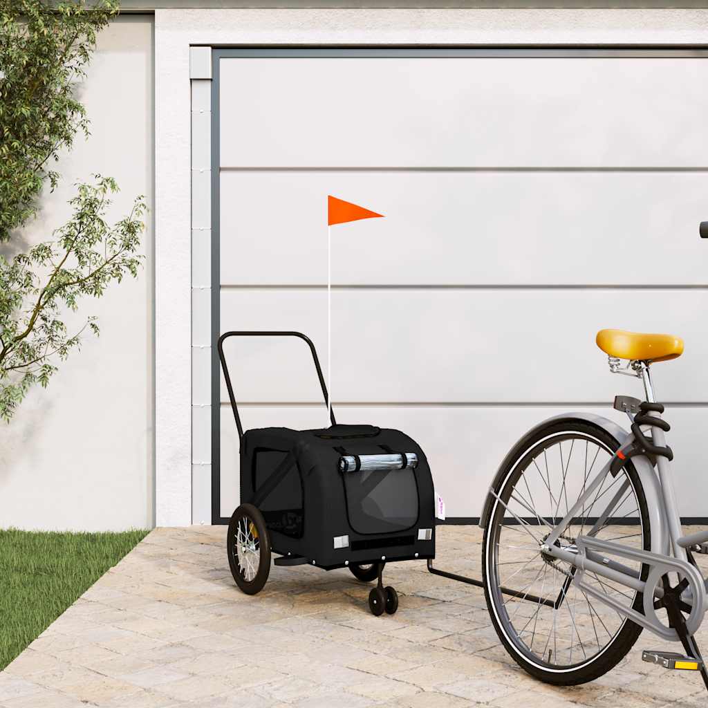 Huisdierfietskar Zwart Oxford-stof en ijzer is nu te koop bij PeponiXL, paradijselijk wonen!