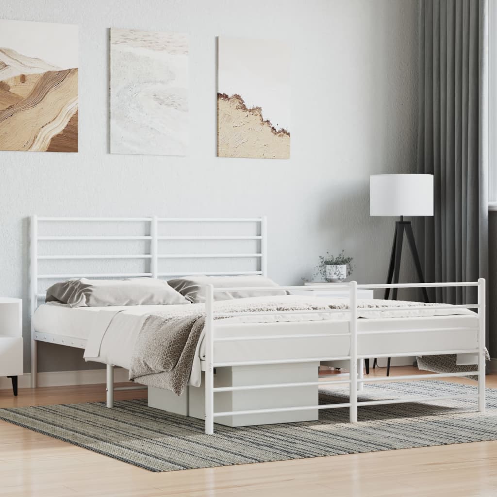 Bedframe met hoofd- en voeteneinde metaal wit 160x200 cm is nu te koop bij PeponiXL, paradijselijk wonen!