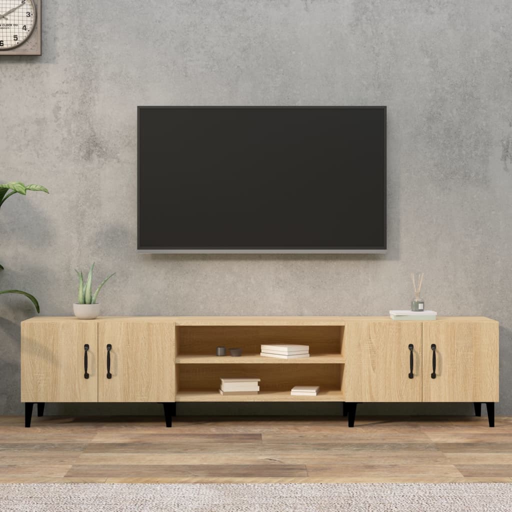 Tv-meubel Sonoma eiken 180x31,5x40 cm bewerkt hout is nu te koop bij PeponiXL, paradijselijk wonen!