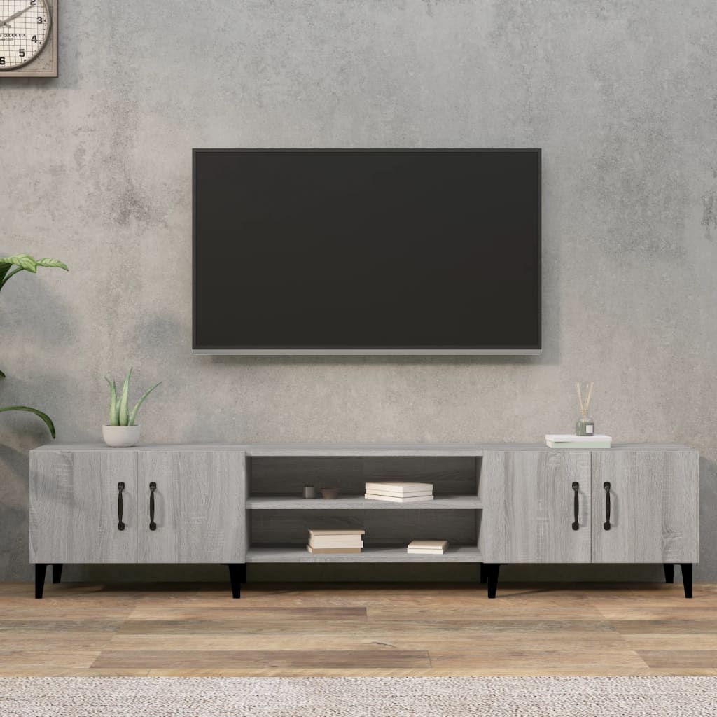 Tv-meubel 180x31,5x40 cm bewerkt hout grijs sonoma eikenkleurig is nu te koop bij PeponiXL, paradijselijk wonen!