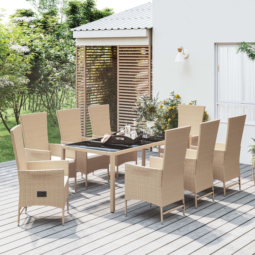 9-delige Tuinset met kussens poly rattan beige is nu te koop bij PeponiXL, paradijselijk wonen!