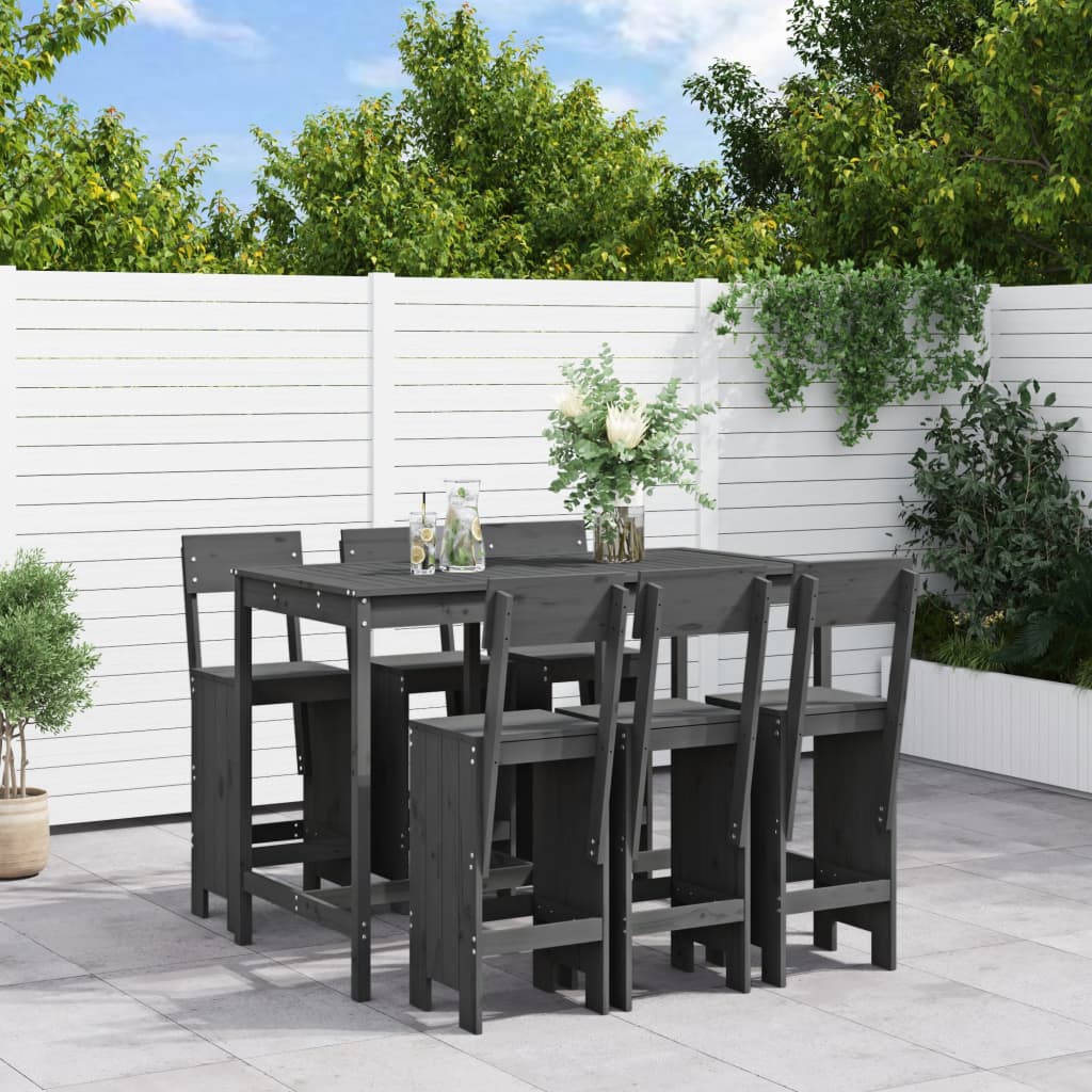 7-delige Tuinbarset massief grenenhout grijs is nu te koop bij PeponiXL, paradijselijk wonen!